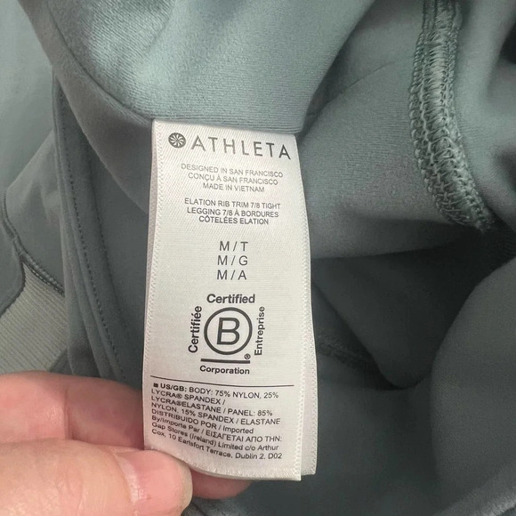 Athleta Elation Rib Trim 7/8‎ Tight Gray Seafoam Green Size Medium Tall - Picture 11 of 12